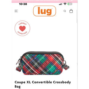 NWT Lug Coupe XL Convertible Crossbody Bag Tartan Red Green Plaid